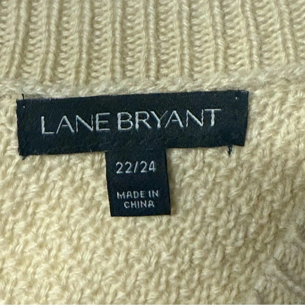 Lane Bryant Sweater Women Plus 22/24 Cable Knit Open Shoulder Long Sleeve Winter