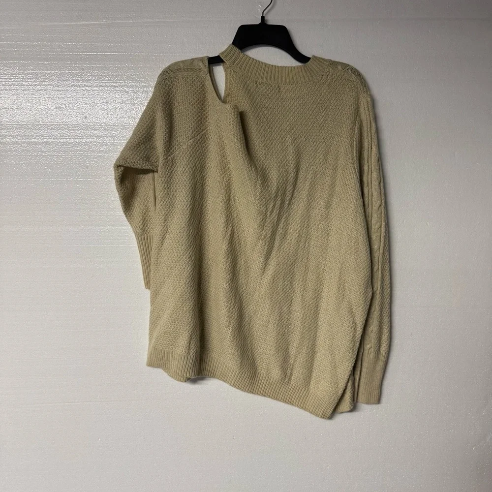 Lane Bryant Sweater Women Plus 22/24 Cable Knit Open Shoulder Long Sleeve Winter