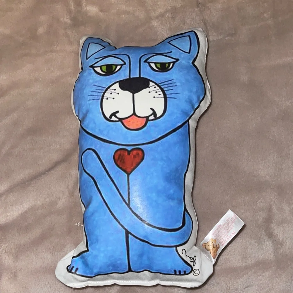 Charming Blue Cat Plush Toy with Heart Design