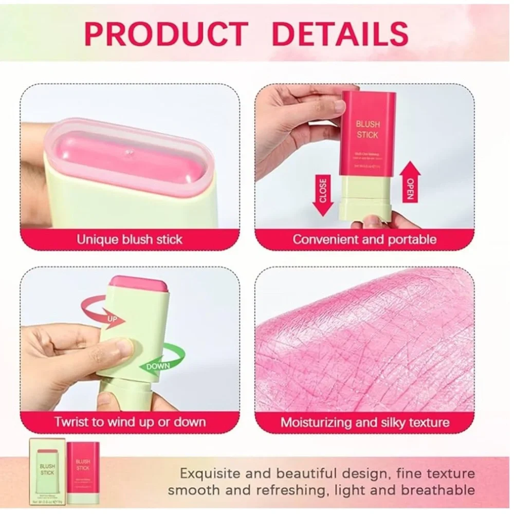 On The Glow Blush Stick Solid Moisturizer Stick for Eye Lips Cheek coral orange