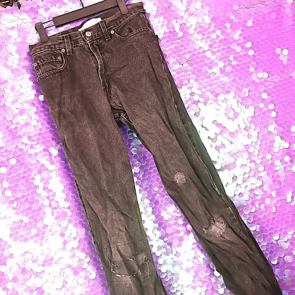 BLACK DISTRESSED JEANS 29x32 Levi's *FLAWED* 550 Relaxed Straight Casual Grunge