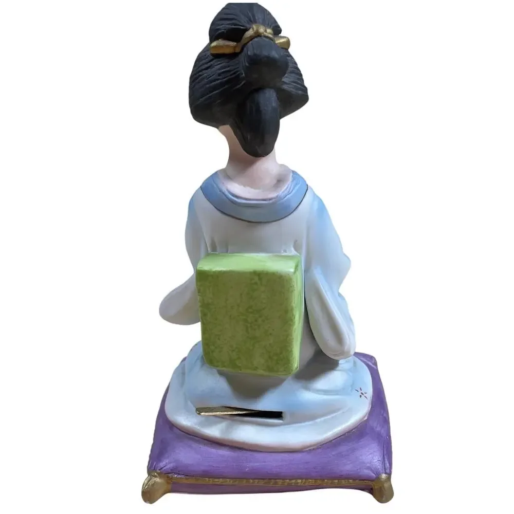Seizan Vintage Japanese Geisha In Ceremonial Dress Porcelain Music Box EUC