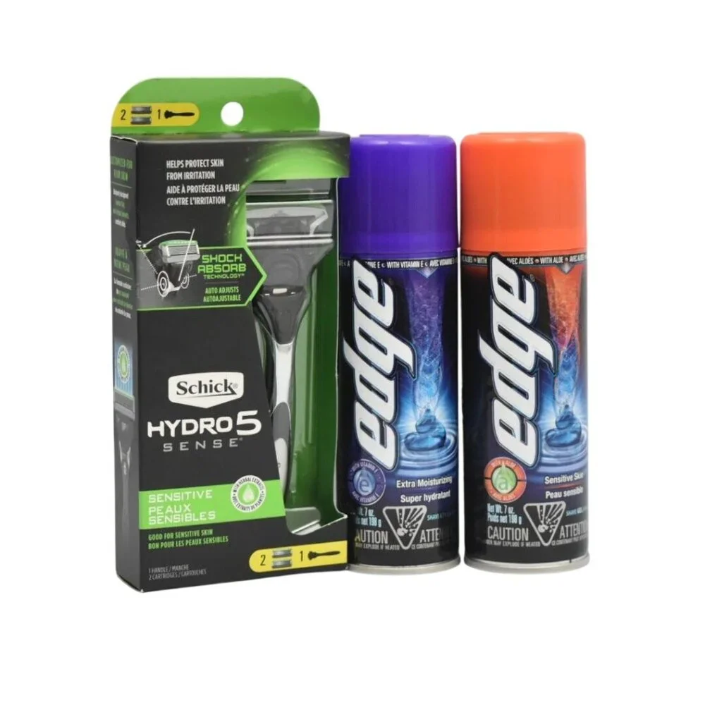Schick Hydro 5 Sense Razor & Edge Shave Gel Bundle