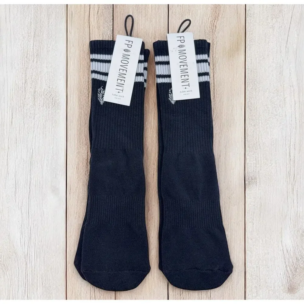 2 Pairs Free People Movement Stripe Tube Socks Black FP Movement Lucky Honey