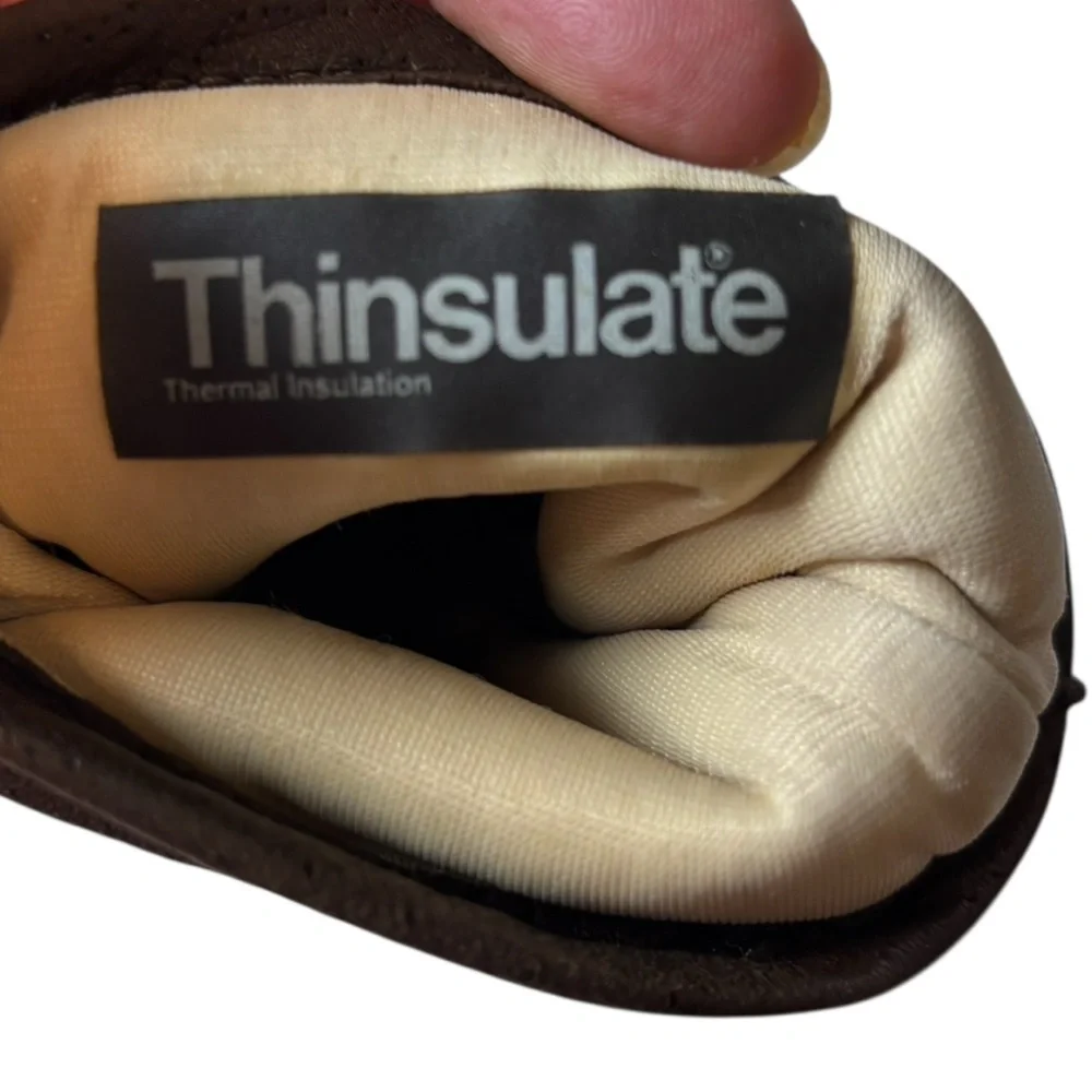 Thinsulate Brown Leather Gloves Driving Lined Small Retro 1990’s
