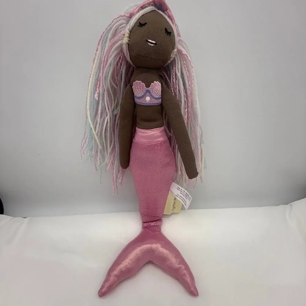 Cynthia Rowley Mermaid Doll Pink Glitter Tail Pastel Yarn Hair Plush Toy