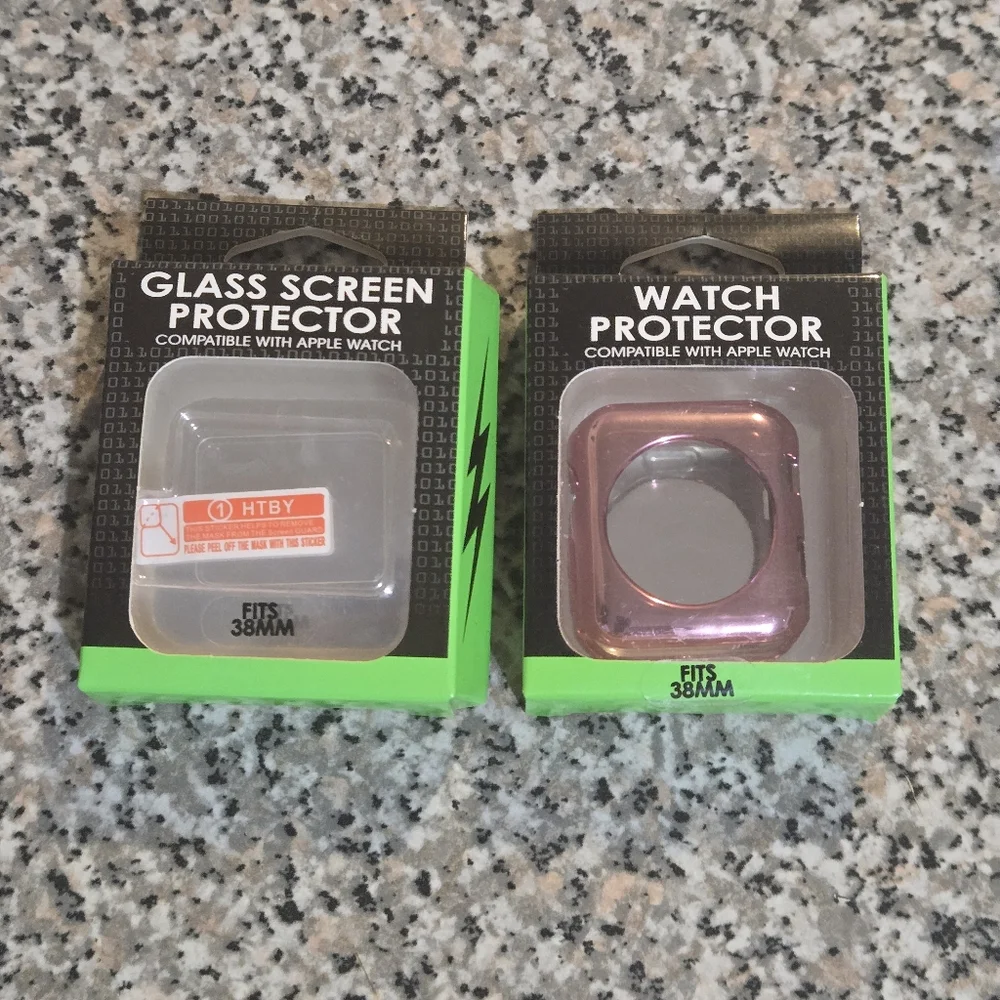🍒🍒 Glass Screen Protector and Watch Protector Set for Apple Watch - Pink