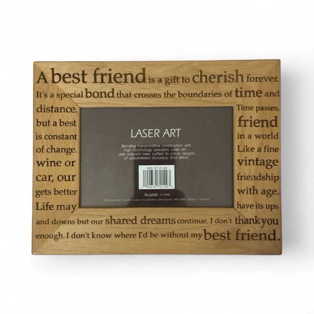 Laser Art Picture Photo Frame Wooden Etched  BEST FRIENDS