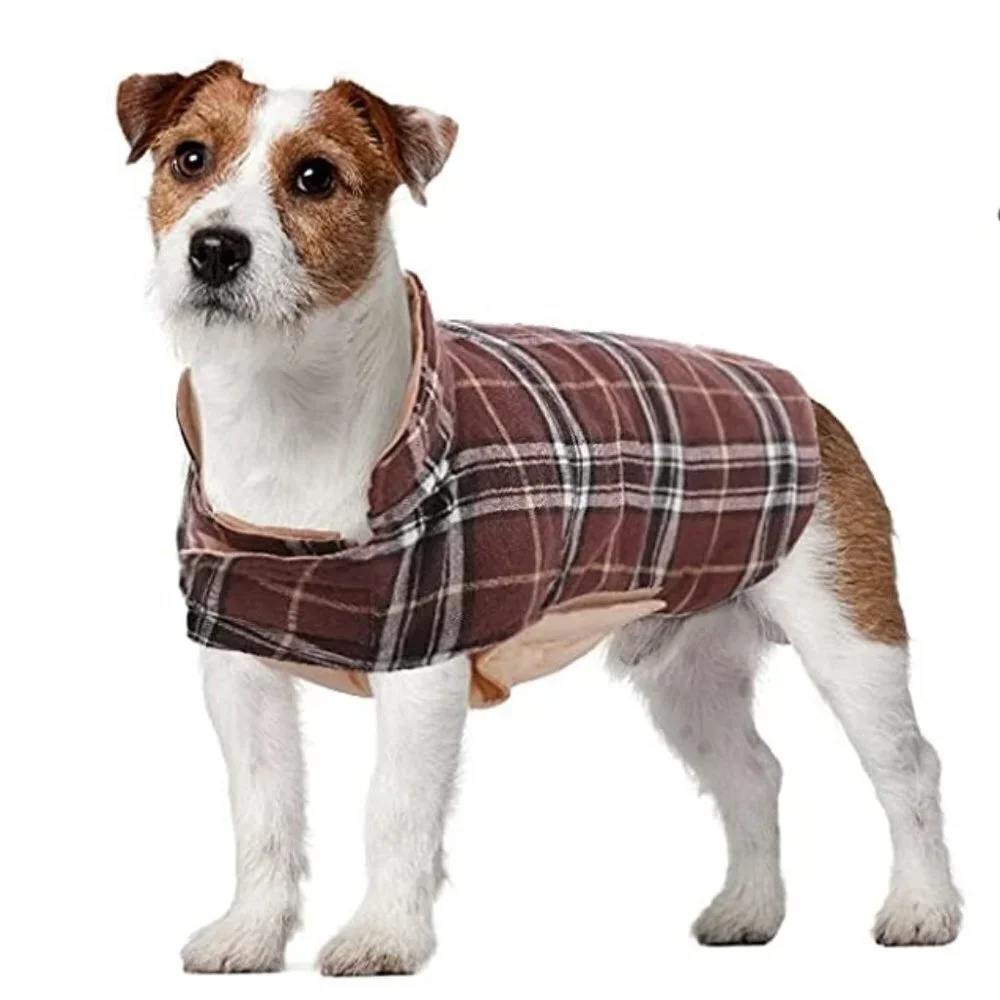 Warm Dog Coat, Reversible Jacket, Waterproof, Winter Coat, Brown British