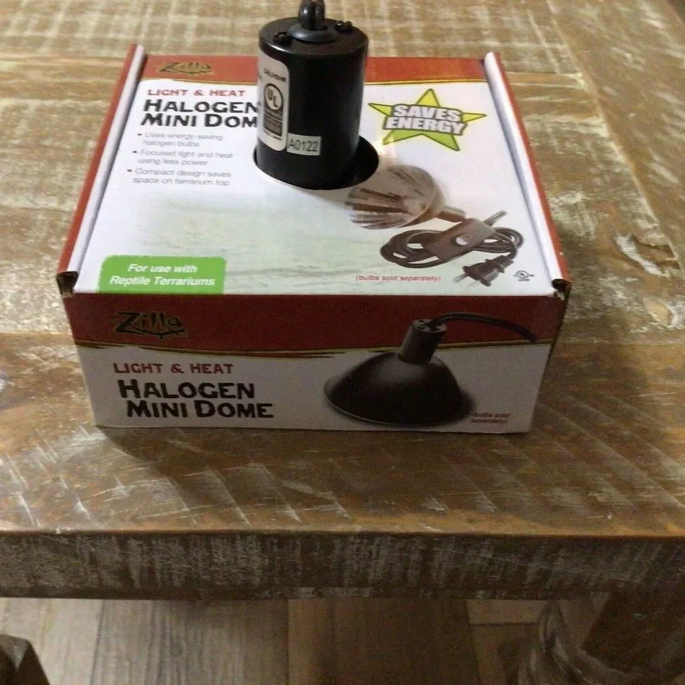 Zilla Black Halogen Mini Dome Terrarium Light & Heat Reptile‎ Lamp Fixture