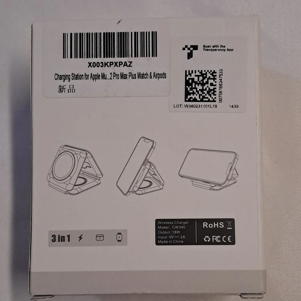 NEW Charging Station Apple Multiple Device 3 n 1 Foldable Wireless Charger CW340