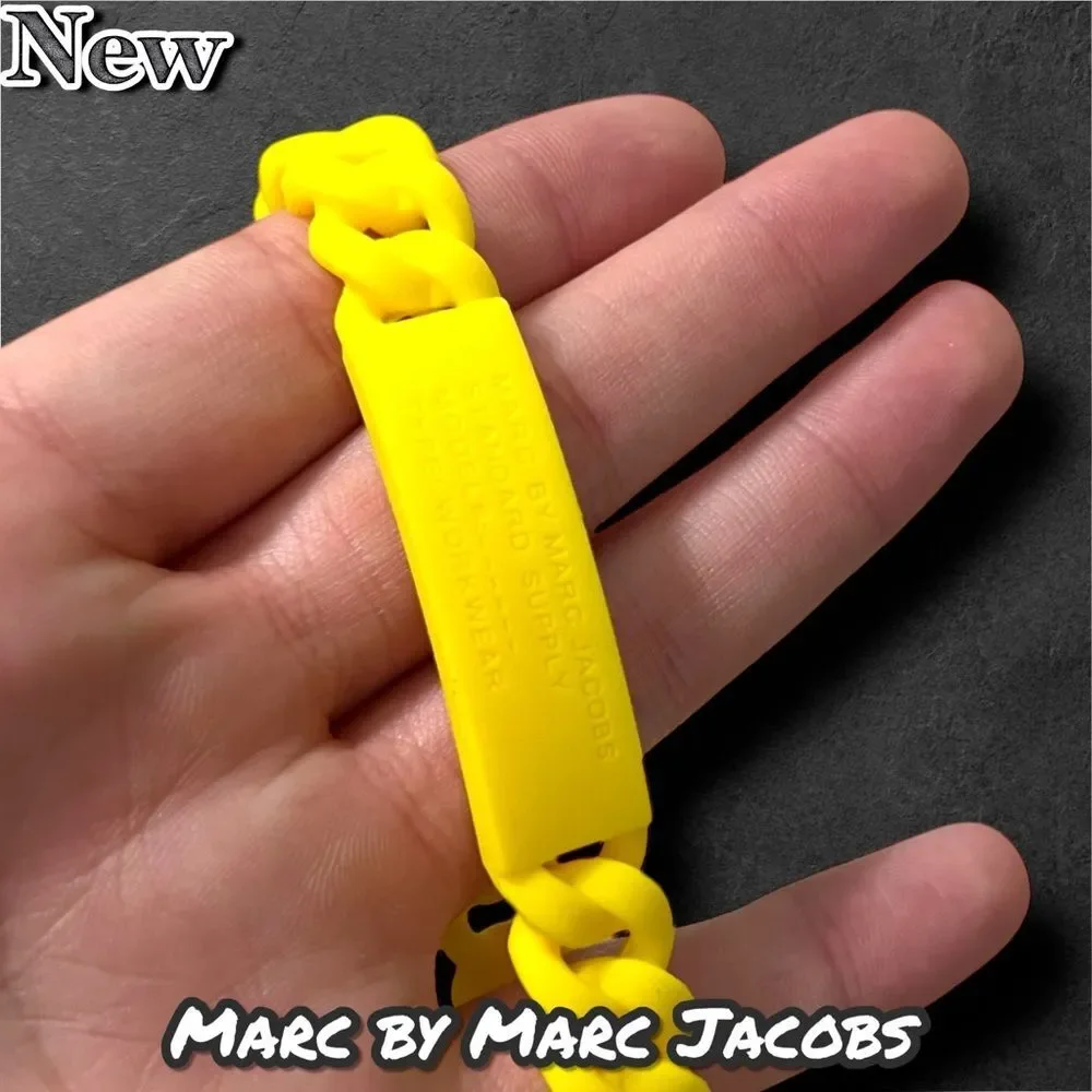 New Marc By Marc Jacobs Standard Supply Braided Silicone Bracelet Safety Yellow