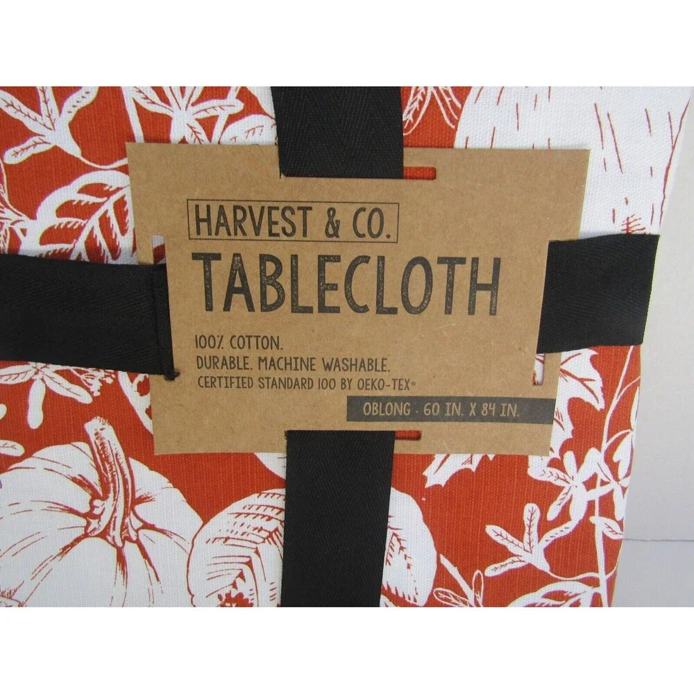 Harvest & Co Tablecloth New 100% Cotton Certified Oeko-Tex Oblong 60x84