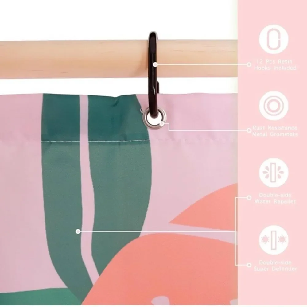 Peach and Green Shower Curtain