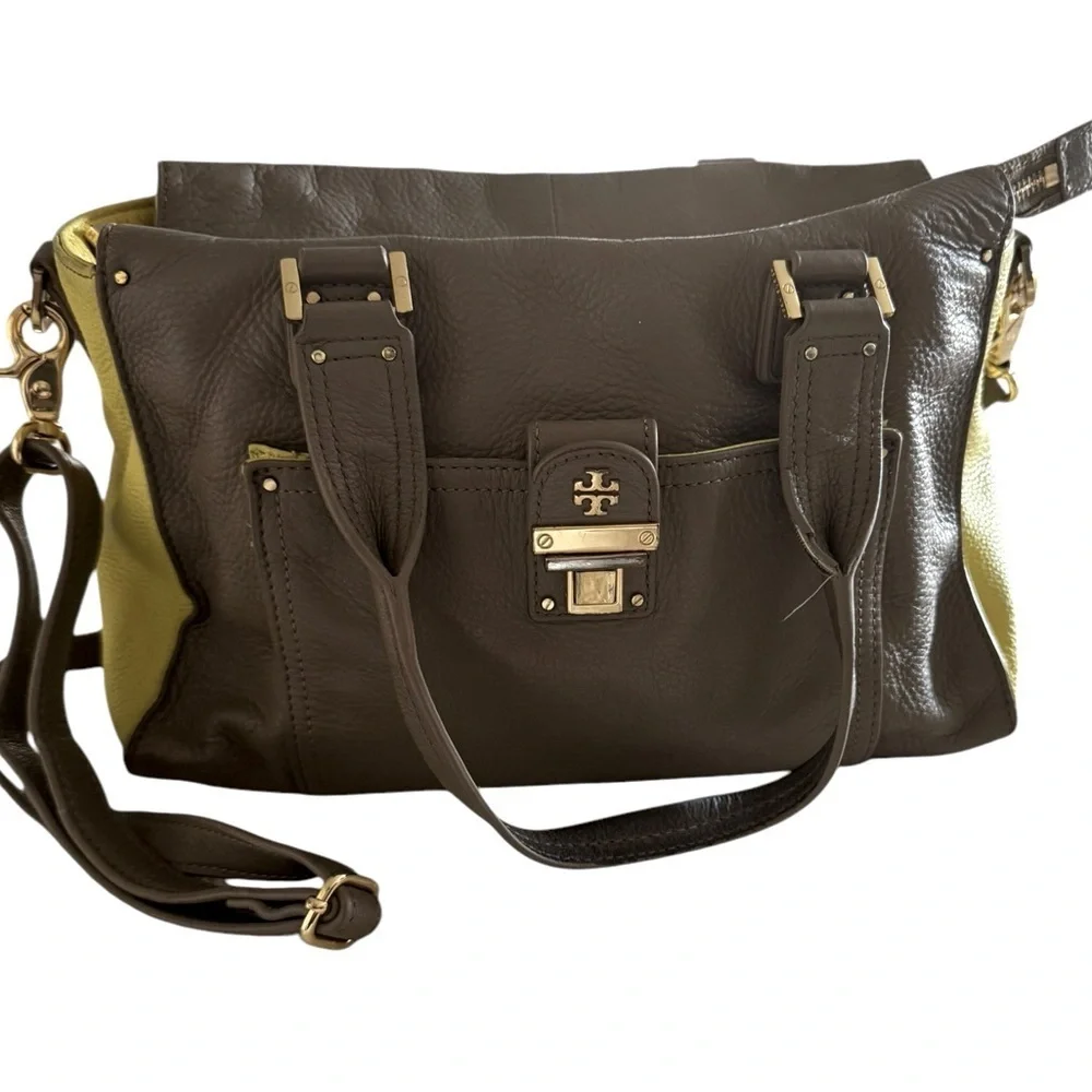 Tory Burch Moose and Lime Green Crossbody Women's Bag 11x7x5