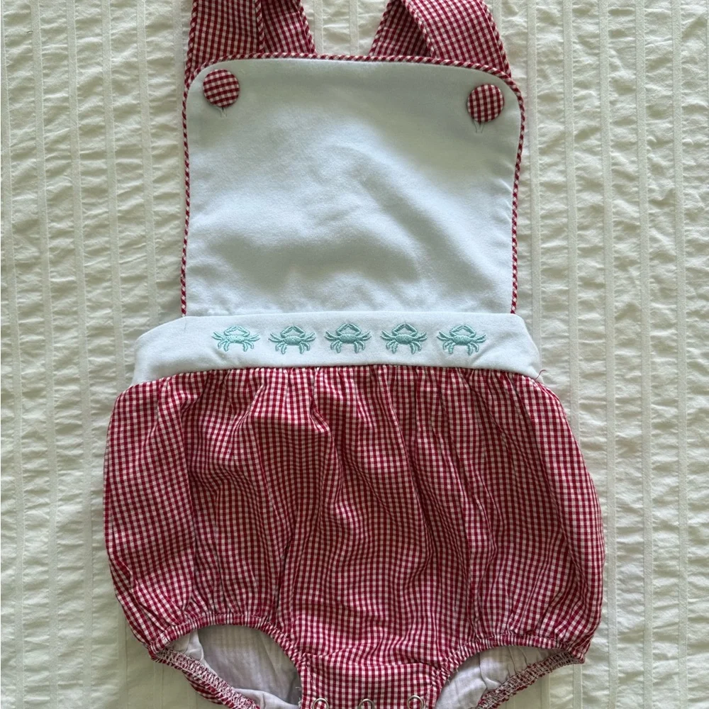 Red and White Kids Checkered Romper