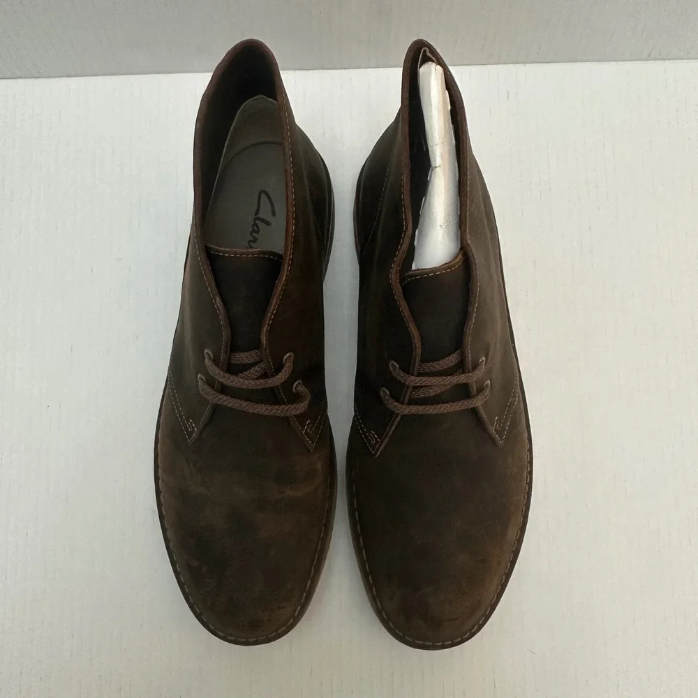 Clarks Desert Boots Mens 13 Bushacre 2 Ankle Brown Leather Lace Up Chukka Shoes