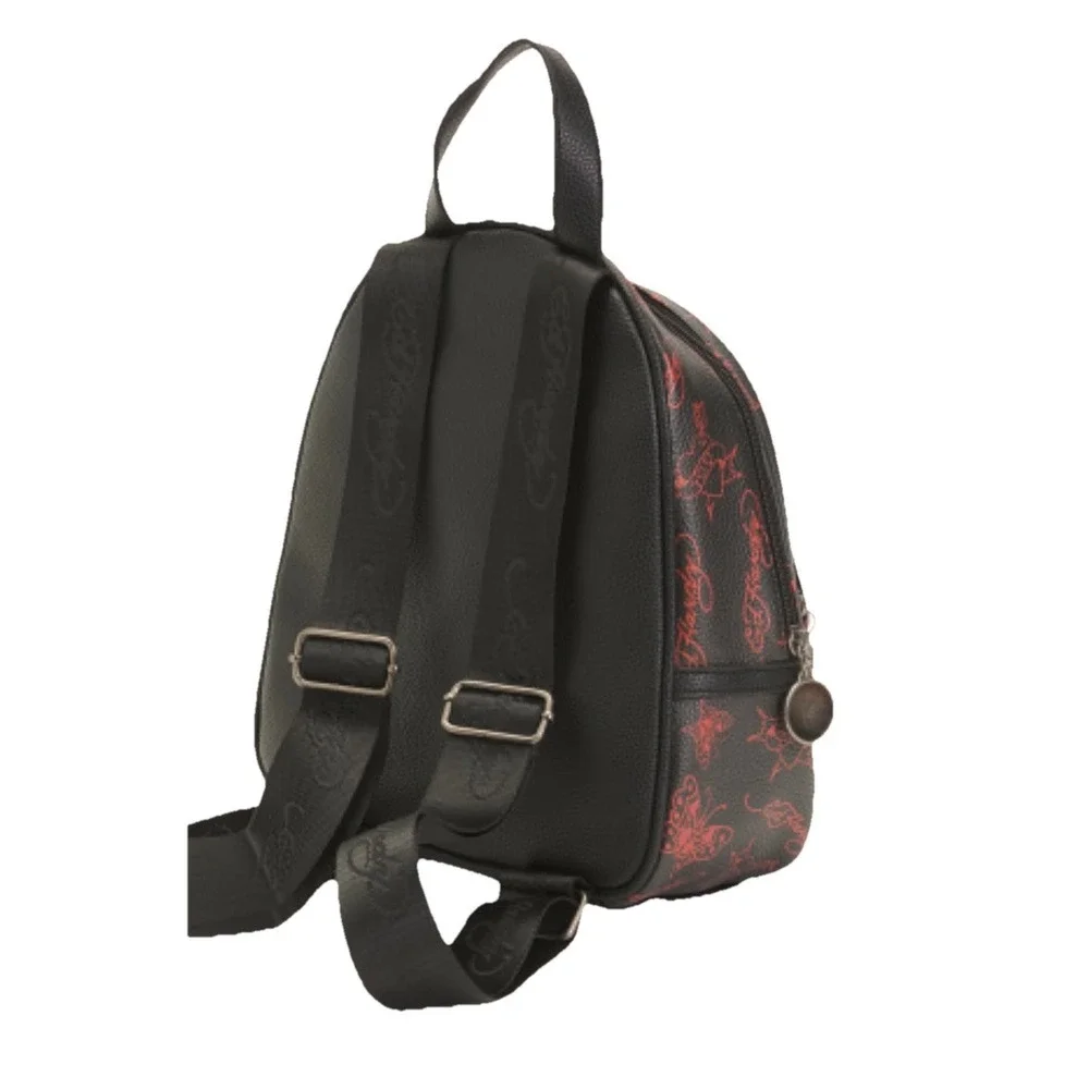 Ed Hardy Women's  Butterfly Design Red/Black Faux Leather Mini Backpack New