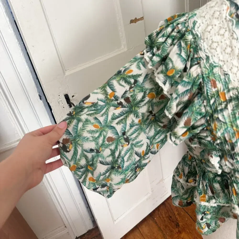 Farm Rio Toucan Tropical Print Top