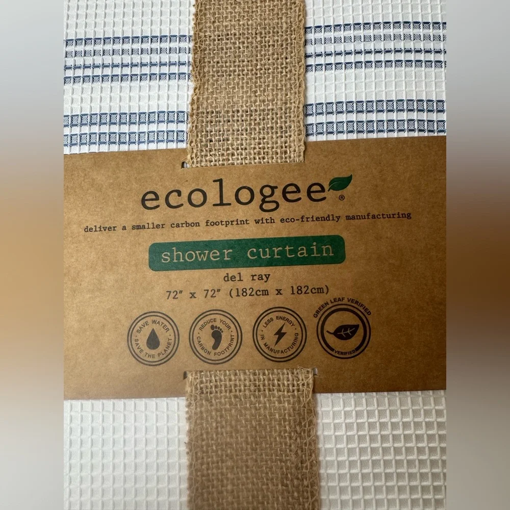 Ecologee Modern White and Blue Shower Curtain