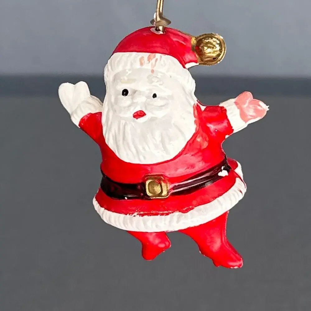 10 VTG 1950s Flocked Felt Christmas Ornaments Mice Cat Snowmen Santa MCM Kitschy