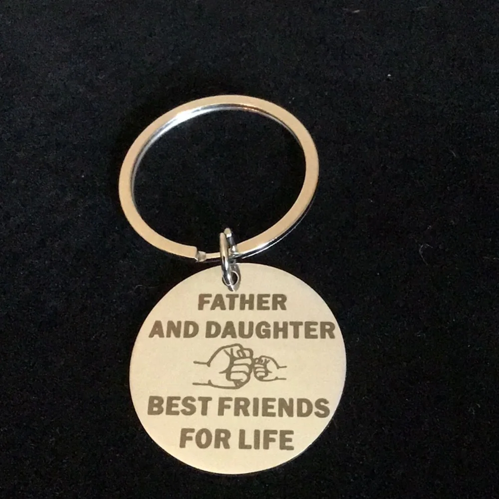 Father And Daughter Best Friends For Life Keychain New Stainless Steel