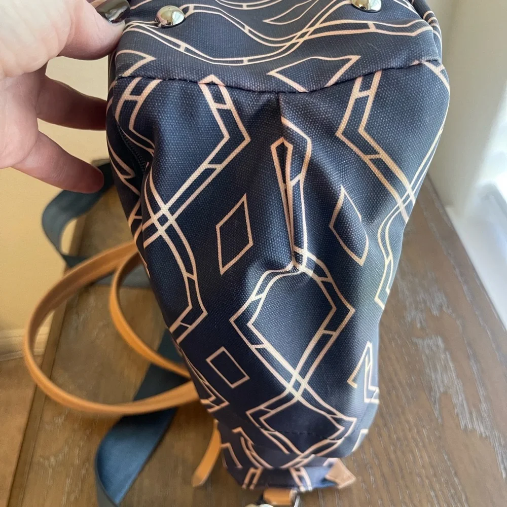 Petunia Pickle Bottom Navy and Cream Diamond Baby Bag