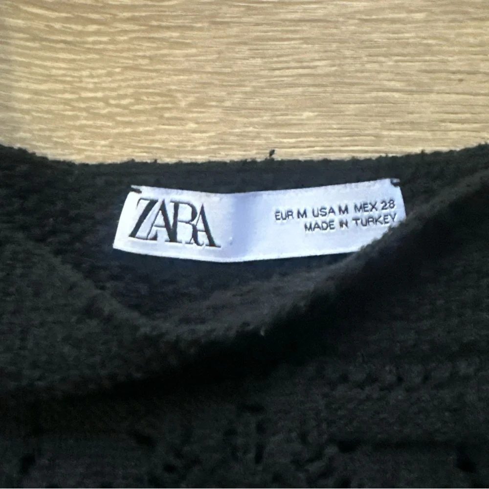 Zara Square Neck Knit Crochet Cropped Blouse