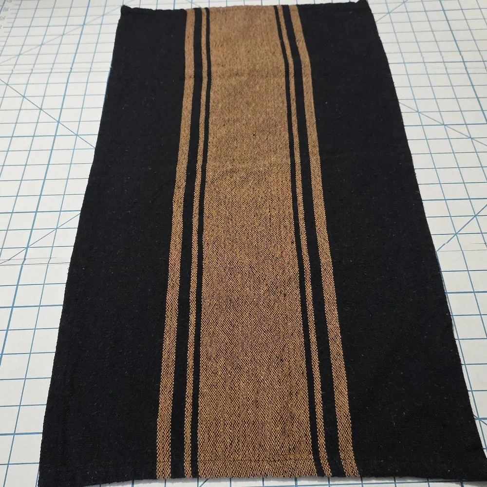 Black and Tan Table Runner, 14x28, Gently Preloved
