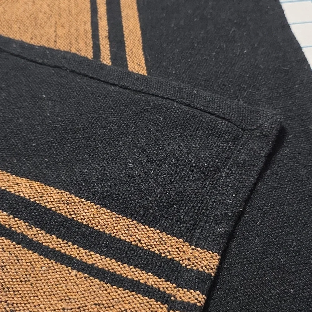 Black and Tan Table Runner, 14x28, Gently Preloved