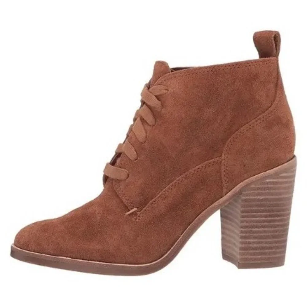DOLCE VITA STANLI COGNAC SUEDE LACE UP ANKLE BOOT 8 NEW