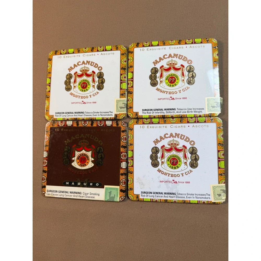 Lot of 4 Macanudo Exquisite Cigars Box Lids Only Collectors Vintage