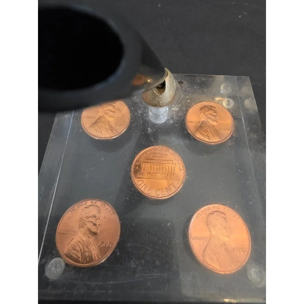 Lucite Pen Holder With Embedded Pennies
