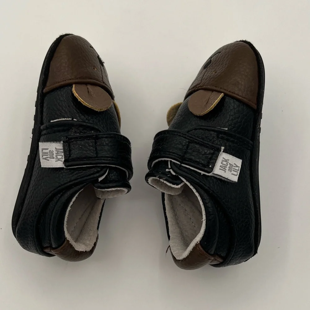 Jack & Lily “My Mocs” Leather Bear Shoes – Size 12–18 Months – With Box