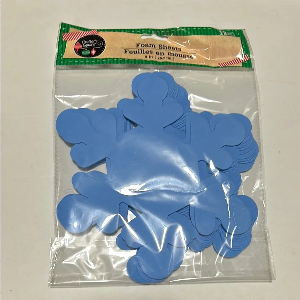 🩶5/$30 Blue 8” Snowflake Foam Sheets Two Sets of 12 Hobby Lobby NEW