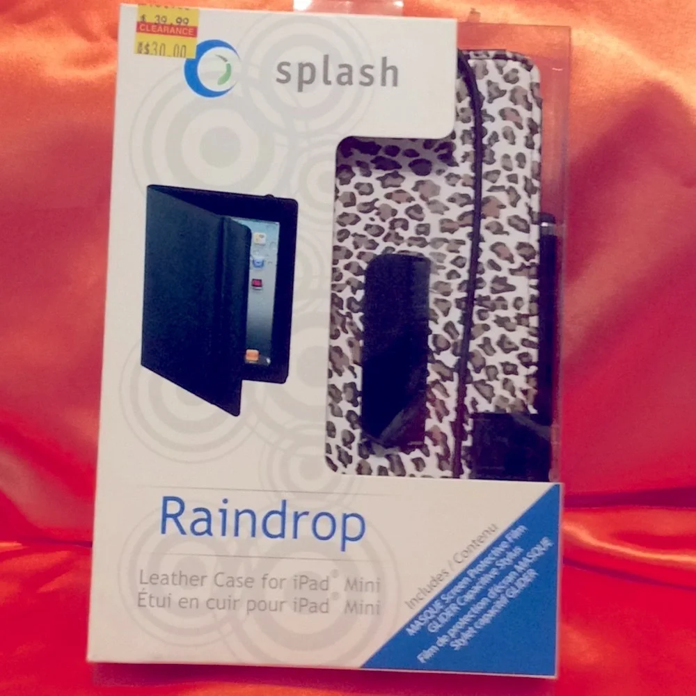 Splash Raindrop LEATHER case for iPad Mini, NWT💕