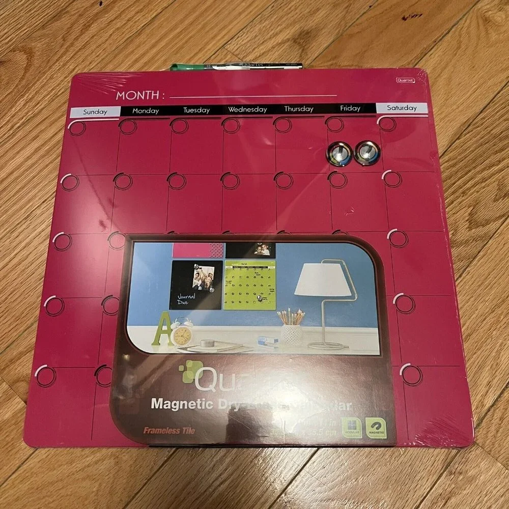 Quartet Neon Pink Magnetic Dry-Erase Calendar Frameless Tile 14