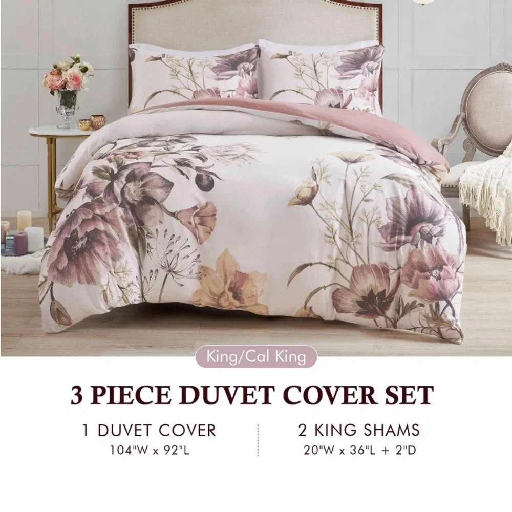 Madison Park Floral Cotton Blend Duvet Cover Set All Season Breathable Bedding k