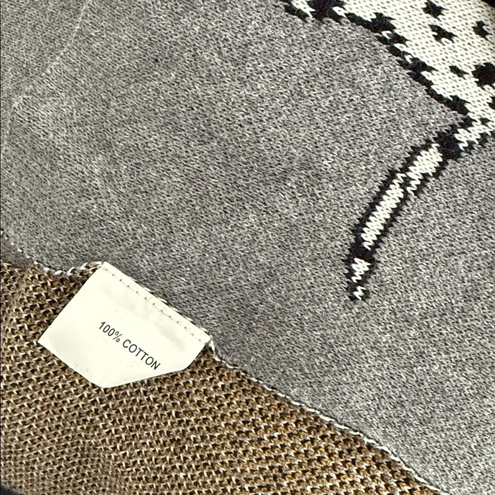 Knitted Dalmatian Pattern Throw cotton gray 60 inch x 80 inch