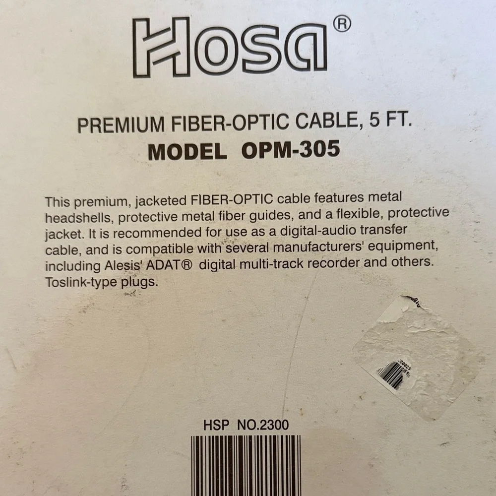 Hosa Fiber-Optic Cable 5 ft