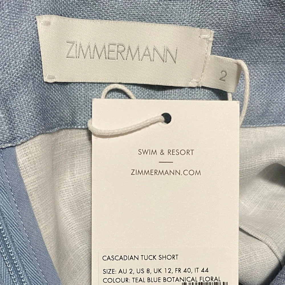 NWT Zimmermann Cascadian Linen Floral Dress Shorts Size AU 2 US 8