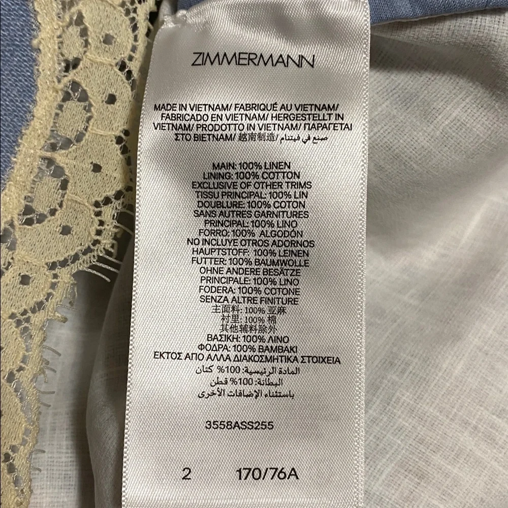 NWT Zimmermann Cascadian Linen Floral Dress Shorts Size AU 2 US 8
