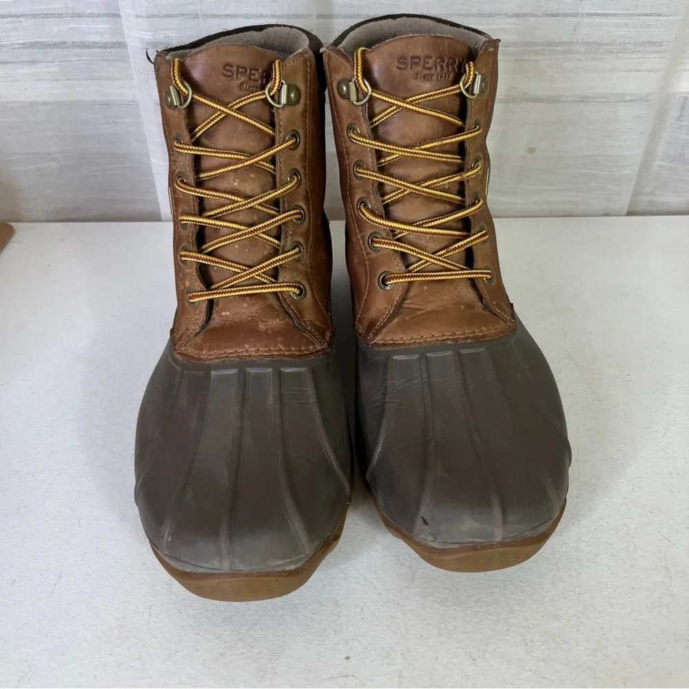 Sperry Avenue Duck Boots Leather Rubber Size 10 M Waterproof Brown STS12126 b13
