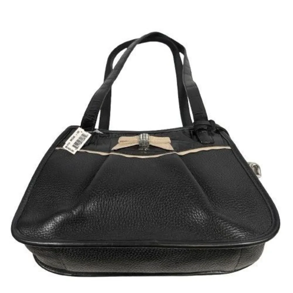 New Brighton Angelique Pebbled Crock Leather Shoulder Bag Tote Purse w/Bow $240