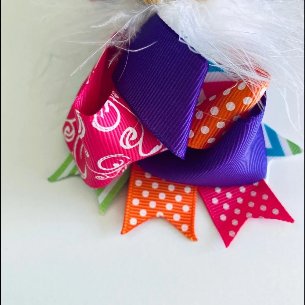 Rapunzel Princess Hair Bow for Girls and Toddler with Colored grosgrain Ribbons