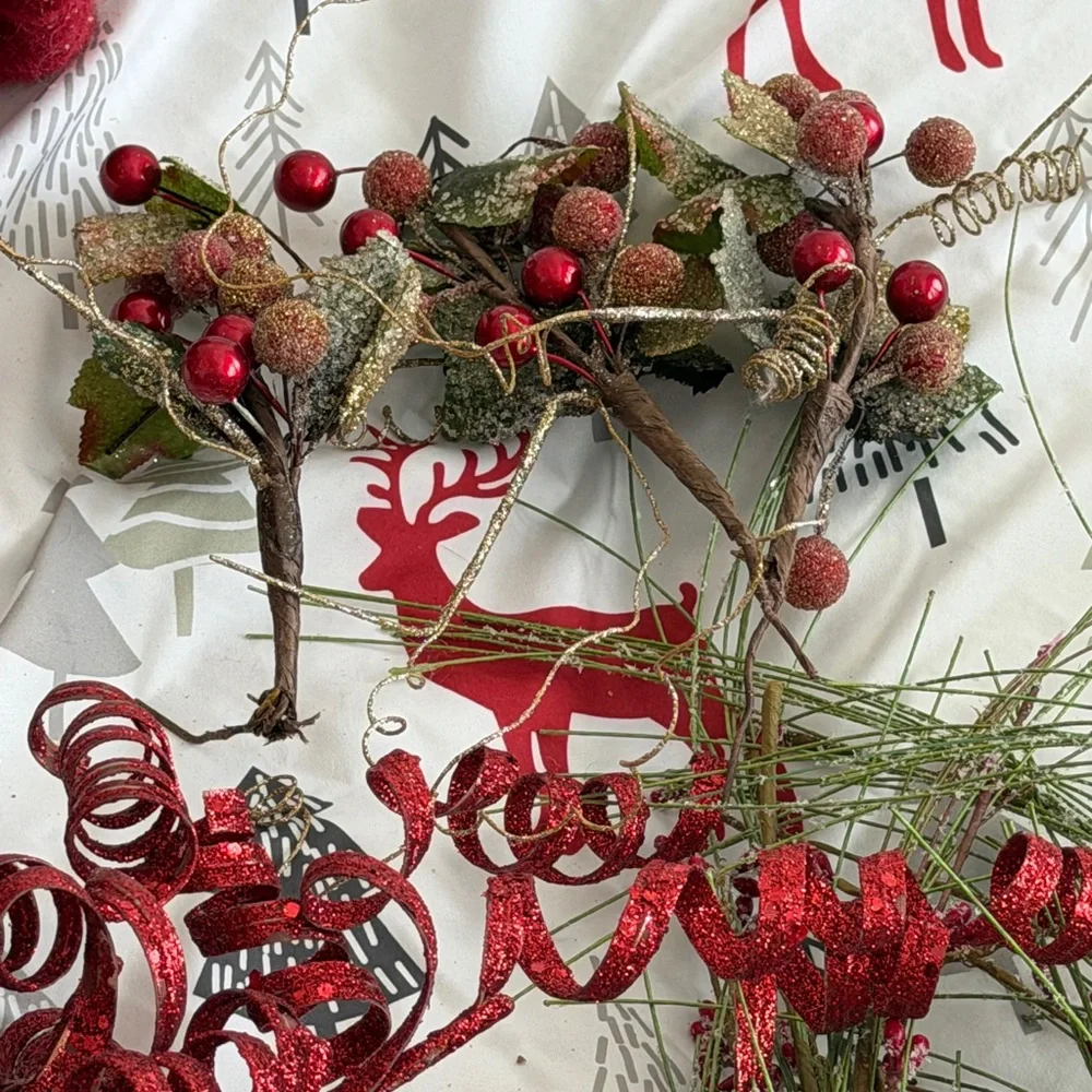 Festive Holiday Greenery and Berry Decoration Set