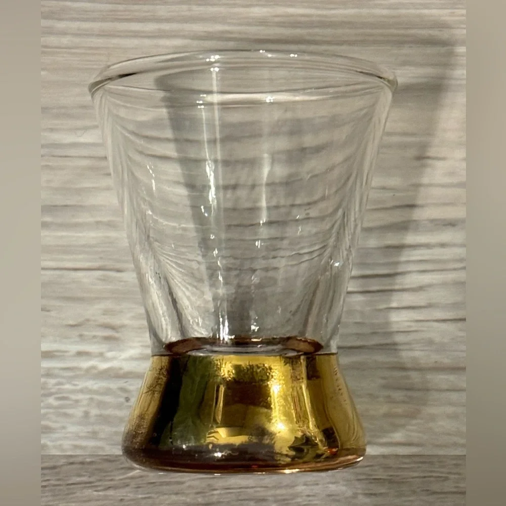 Vintage shot glass. The stem is plated with 22-karat gold.