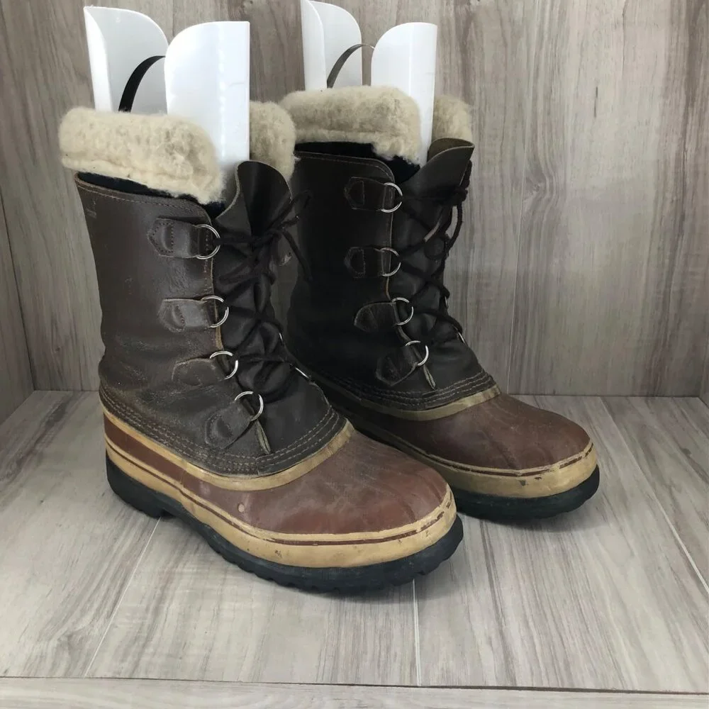 Kaufman Boots Mens 9 Brown Leather Duck Boot Winter Lined Lace Up