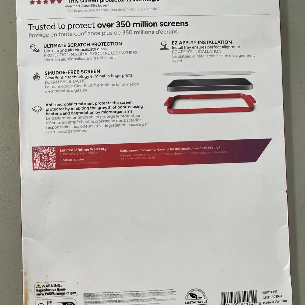 Zagg Invisible Shield Glass Elite Screen Protector New 11