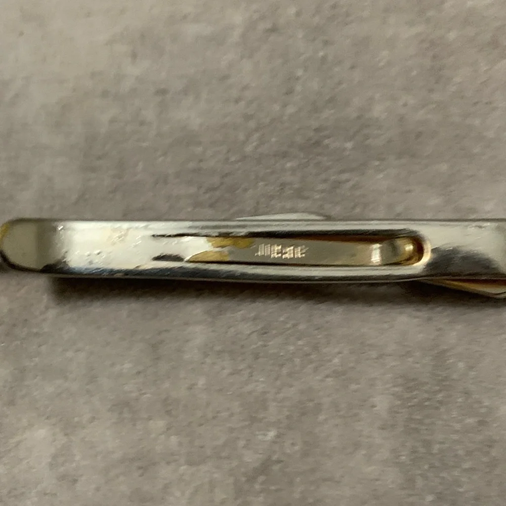 SWANK Vintage silver tone mother of pearl inlay Shotgun Money Clip/ tie tack